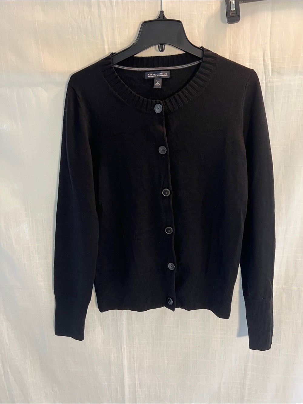 Banana Republic Black Button-Front Women's Cardigan Sz Tall L Merino Wool